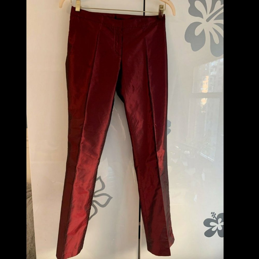 NEW VINTAGE ROZAE NICHOLS RED SILK SATIN PANTS SIZE 6 -Run small more like 2/ 4